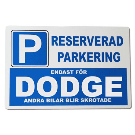 Metall plåtskylt med ' DODGE ' design - 30x20 cm skylt