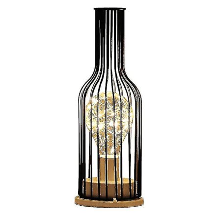 Rödvinformad lampa LED-lampa Vinflaska Bordlampa Metall Smidesjärnlampa Modern Heminredning