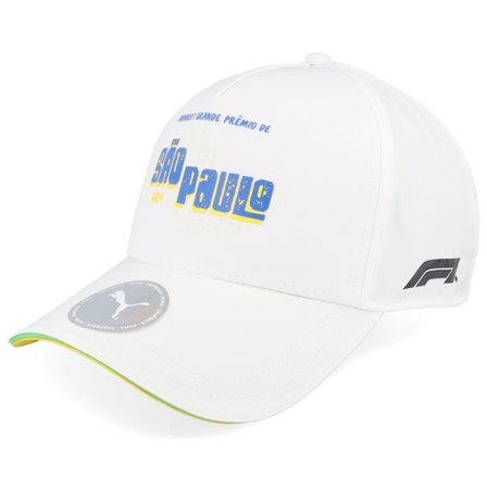 Formula One - Motor Wit adjustable Cap - F1 Logo 24 Race Special Brazil White A-Frame Adjustable @ Hatstore