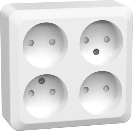 Gelia Connect 2 Home Stikkontakt 4-veis, utenpåliggende, ujordet, Strømbrytere & vegguttak