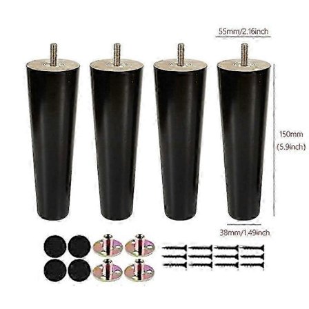 4 stk. Højde 8-25CM Massive Træ Møbelben til Sofabord Seng TV Skab og Stol Udskiftningsfødder Skrue Træ Sofa