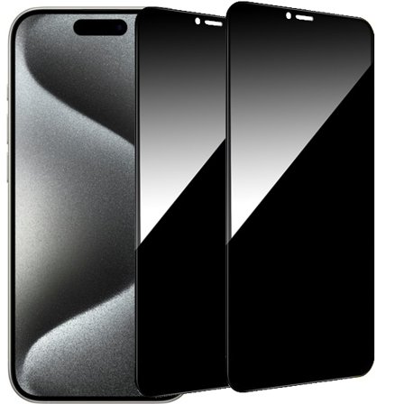 2-Pack iPhone 15 Plus / 15 Pro Max Sekretessskärmskydd - Härdat Glas, Anti-Spy, Privacy Skärmskydd