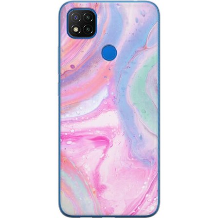Kompatibel Mobilcover til Xiaomi Xiaomi Redmi 9C NFC Abstrakt pastelfarvet marmor kunst med flydende akryl effekt i lyserød, blå og grøn til modern