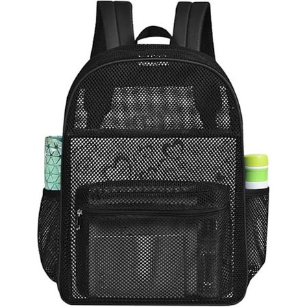 Kraftig Mesh Rygsæk, Gennemsigtig Skoletaske med Polstrede Stropper til Fitnesscenter, Svømning, Rejser & Sport