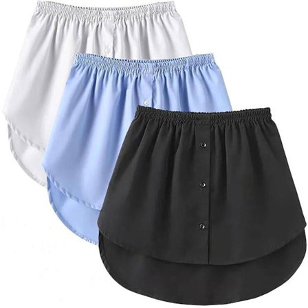 Kolmiosainen laajennettu setti - Naiset - Säädettävä kerrospaita - Midi-hame - Kerrosrintaliivit - Musta, valkoinen ja sininen (Koko 3XL)