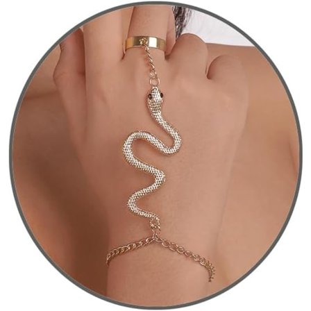Orm Handkedja Armband för Kvinnor Flickor, Fjäril Finger Ring Armband Slavkedja Hand Harness Armband Spindelring Orm för Fest Halloween