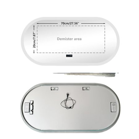 Bluetooth Badrumsspegel, Oval Form, Touch Sensor Kontroll,Aluminium, 120x60cm (48x24tum)
