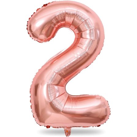 40 Tums Roséguld Folieballong Siffra 2, Stor Självfyllande Siffra Ballonger 0-9 Digital Helium Ballong Set