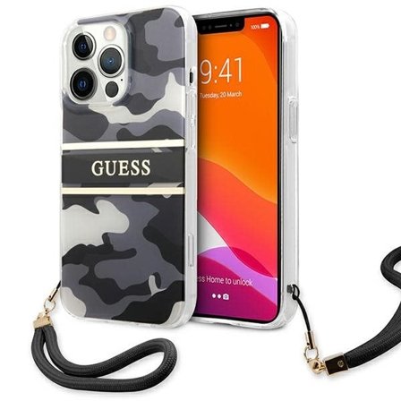 Guess GUHCP13XKCABBK iPhone 13 Pro Max 6,7" svart/svart hardcase Camo Strap Collection