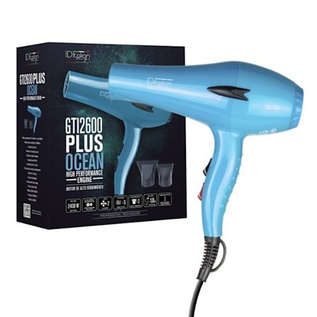 GTI 2000 W professionell hårtork med 2 hastigheter och 3 temperaturjusteringar blå - italiensk design