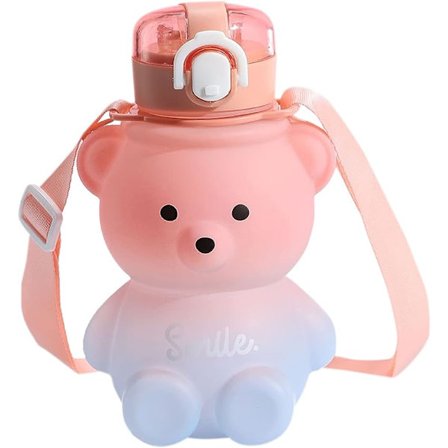 1 gradientfärgad 800 ml björn med sugrör vattenflaska, stor