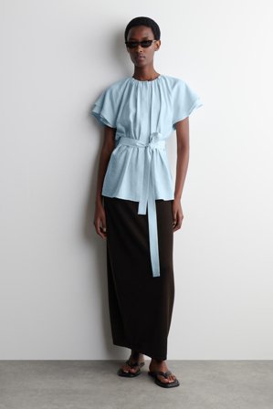 COS Women's Blusa A Strati Con Cintura