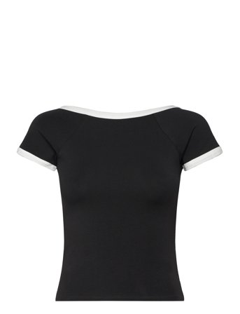 Monki Mini Short Sleeve Top - Black - XS