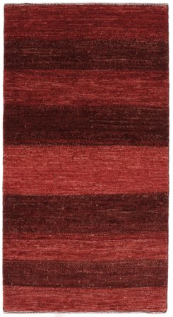 Noué À La Main Loribaft Fine Persan Tapis 73X138 De Laine Rouge Foncé/Noir Petit