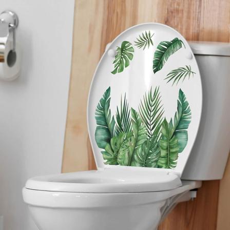Planteblade Blomster Toiletlåg Stickers, søde Retro Aftagelige Selvklæbende Farverige Stickers Toilet Kunst Dekoration Toiletsæde Sticker Til 