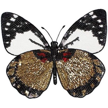 1 st broderad lapp strykjärnsdekaler i form av en fjäril