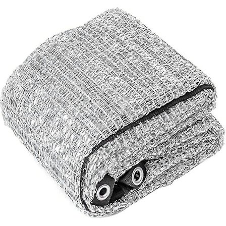 Aluminet skyggeklut reflekterende Aluminet solskjerm netting UV-bestandig netting med grommets for blomster planter uteplass hage sølv 3x3m, 