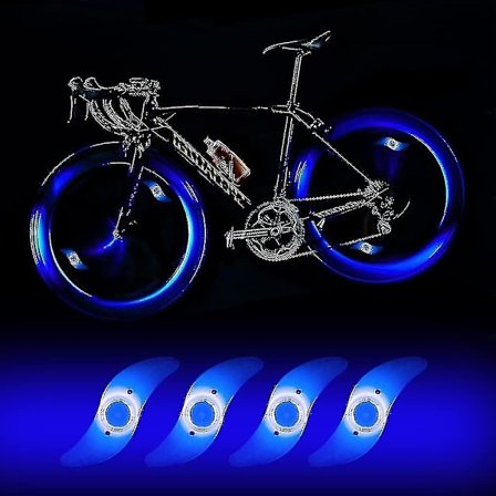 4 x LED cykelhjul lys, vandtæt LED cykelhjul lys med 3 blinkende tilstande LED cykelhjul lampe(Blå)