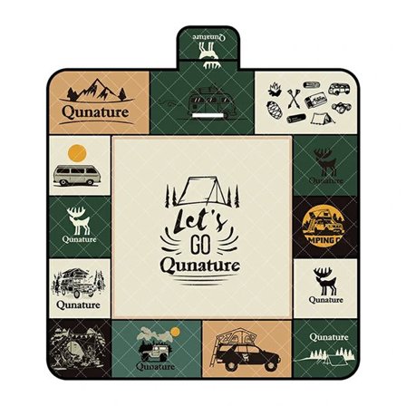 Qunature picknickmatta vattentät turistfilt 2 x 2 m - flerfärgad