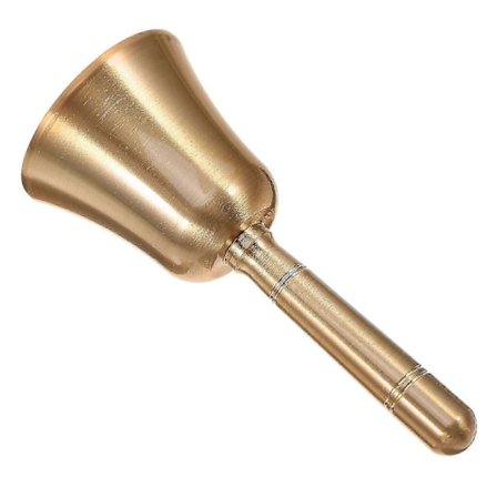 Liten håndklokke ringeklokke med håndtak, kompatibel med juleserviceklokke, gyllen, rund, polert overflate, 1 stk