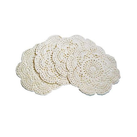 4 KPL 22 cm Virkattuja Pitsiliinoja Pyöreä Pitsiliina Käsintehty Pöytätabletti Puuvillainen Virkattu Lasinalunen