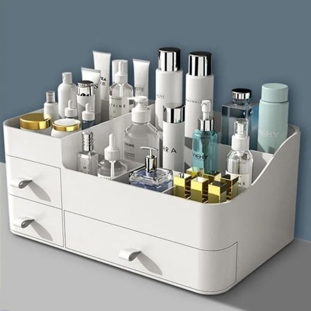 Kosmetisk benkeplate arrangør hjem sminke skap (hvit)