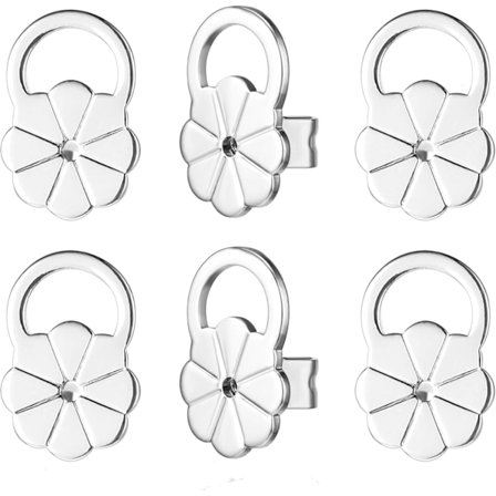 3 par stiftøreringe bagstykker, sølvbagstykker, til stiftøreringe, allergivenlige, rustfrit stål, justerbar øreringeløfter, til tunge øreringe