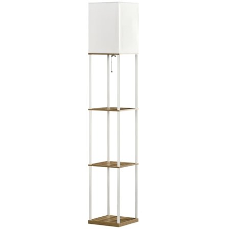 Rootz Column Golvlampa med hyllor - Modern stående lampa - Tygskärm - Integrerade hyllor - Snygg heminredning - 26cm x 26cm x 159cm