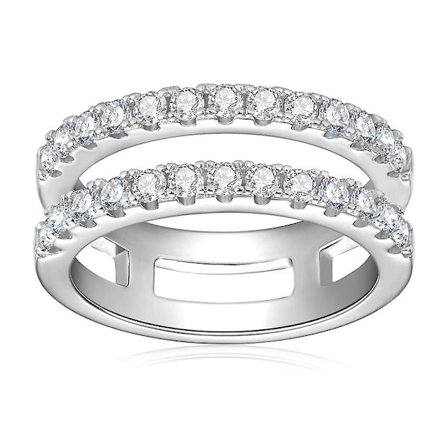 Sormus Moissanite Timantti Sormus Naisille S925 Hopea, Kaksinkertainen Rivi Xmasstyle53