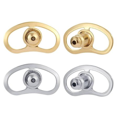 Sett med 4 øredobbstabilisatorer, diskrete øredobb-støtteplaster, øredobb-løftere for hengende ører, ørepropper i sølv