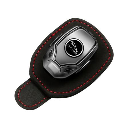 Solbrillerholder i skinn, egnet for Jaguar-biler, solbrillerholder for bilens solskjerm Black