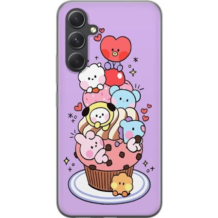 Kompatibelt Mobildeksel til Samsung Galaxy A55 Søt cupcake med kawaii-dyr og hjerter