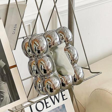 Vävnadslåda med hög kapacitet, dammsäker Marshmallow-formad vävnadsfodral silvery