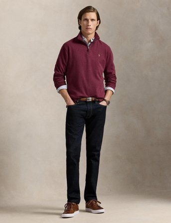 Polo Ralph Lauren Estate-Rib Quarter-Zip Pullover - Burgundy - XS