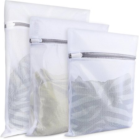 Tredelt sett - Finmasket vaskepose - Slitesterk vaskepose med glidelås (30 x 40 cm / 40 x 50 cm / 50 x 60 cm)