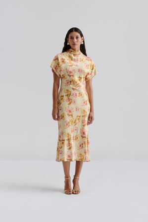 Malina - Alivia midi dress - XL - Lemon Peony
