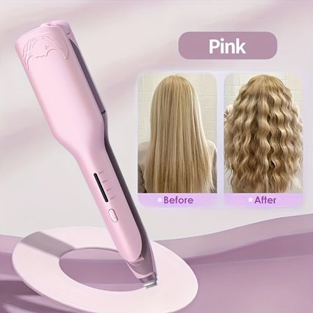 Locktång Hårkrimpare Vågtång, Vågig Locktång med Hårkrimpare, Djup Vågig Hårlockare med 2 Cylindrar för Kvinnor, lämplig för breda vågor