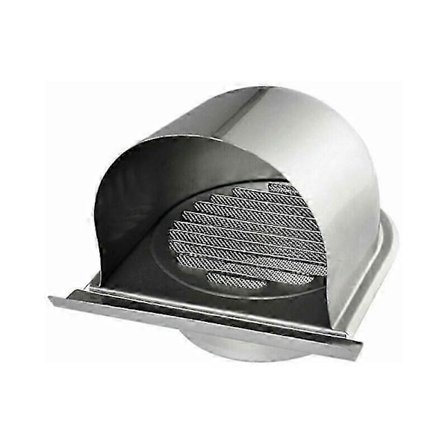 150 mm rundt ventilationsgitter i rustfrit stål med insektnet, 45 lameller.
