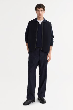 Soft Goat - Men's Polo Shirt - Men cashmere sweater - L - Navy