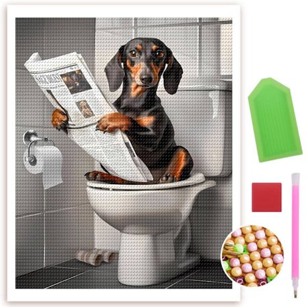 En sjov hund der læser avis. 5D Diamantmaleri Sæt til Voksne 5D Diamant Kunst Sæt til Voksne Maleri Kunst til Begyndere Hjem Vægdekoration