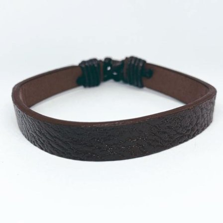 Handgjort naturligt armband brunt läder slät insida