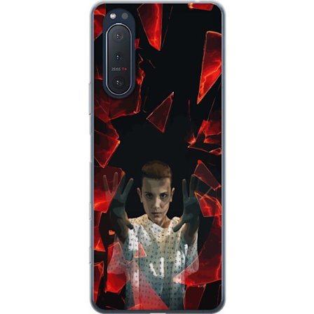 Kompatibel Mobilcover til Sony Xperia 5 II Overnaturlig pige med telekinetiske evner og svævende røde glasstykker i en dramatisk scene