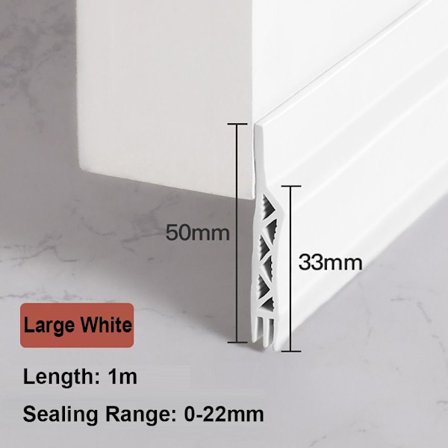 100 cm Dørbundtætningsliste Træklukker HVID (50MM