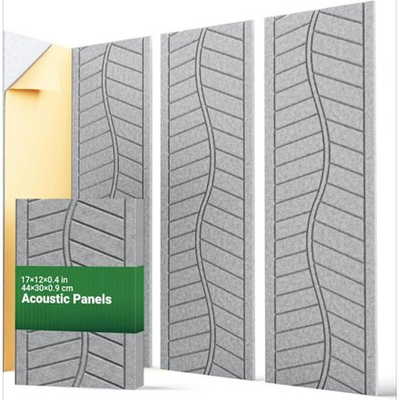 12-pak Selvklæbende Akustikpaneler, Lydabsorberende Plader 43×30cm, Dekorative Væg- og Loftpaneler til Studie og Hjemmebiograf_TF_TF