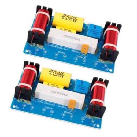 2 stk Weah-338 3-vejs lydfrekvensdeler + mellemtone + bas crossover højttalere filter til 8 tommer S Blue
