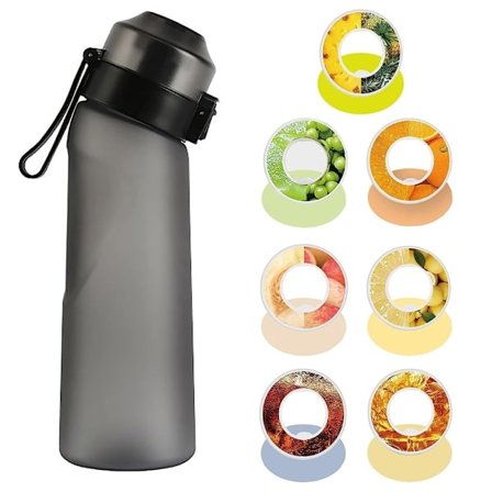 Vannflaske med fruktsmakende kapsler, 650 ml smaksatt vannkopp for utendørssport med 7 kapsler