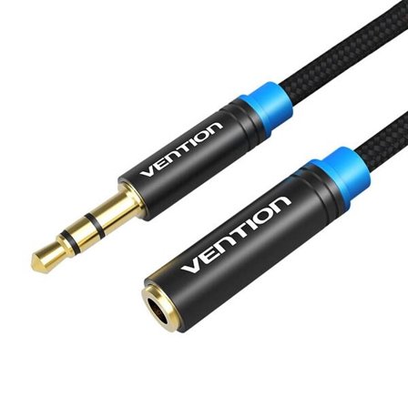 Kabel Audio Flätad 3,5mm hane-female Vention VAB-B06-B150-M 1,5m Svart