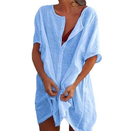 Sommar Bomull Dam Midiklänning Vit Oversize Stor Storlek 8xl Ca