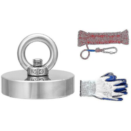 35-600 kg Neodym fiskeri bjærgningsmagnet med 20 m reb og handsker til detektering af metalskatte Ruikalucky