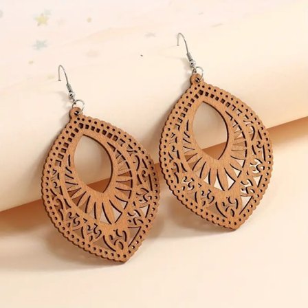 Earrings - Flowers -Wood -Brown